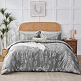 Kozyhvn Twin XL Comforter Set Grey, Cute Floral Bed in a Bag Twin XL Boho 5 Pieces, Soft Fluffy Bedding Sets with Comforter, Sheets, Pillowcase & Sham, All Season
