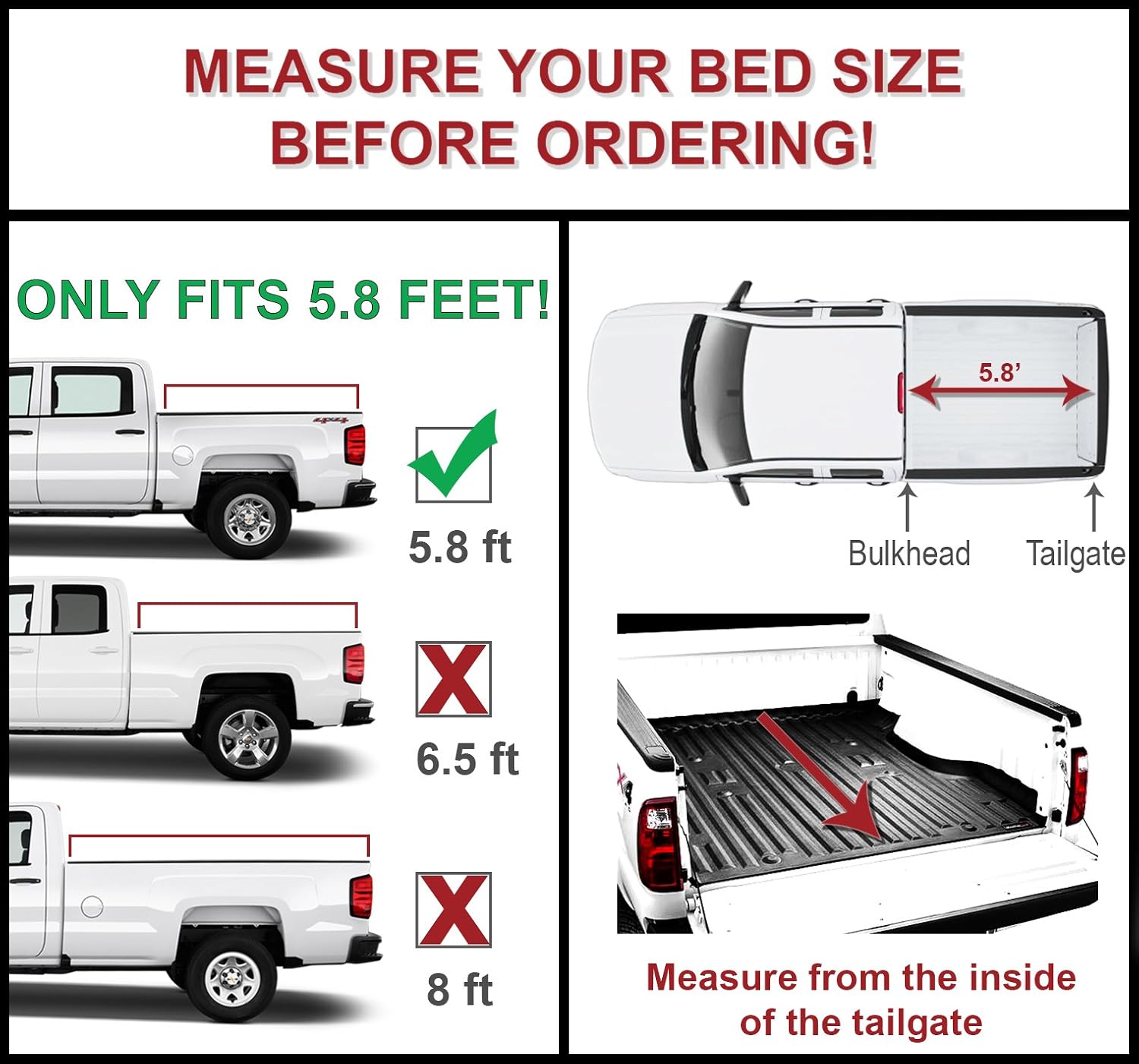 Galaxy Auto Hard Tri Fold For 2007 19 Chevy Silverado Gmc Sierra 5 8 Bed Black Trifold Truck Bed Tonneau Cover Fleetside Models Only Excluding 07 Classic