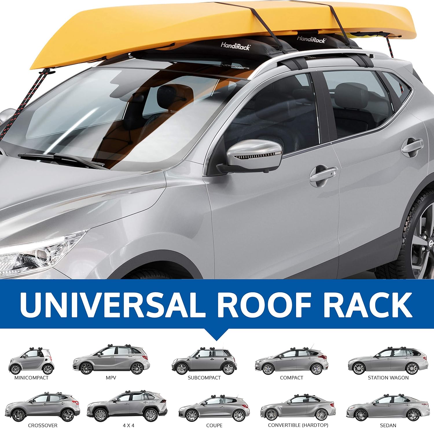HandiRack Universal Inflatable Roof Rack Bars (Black); Tie-downs Included; Fits Most Cars and SUVs: Sports & Outdoors