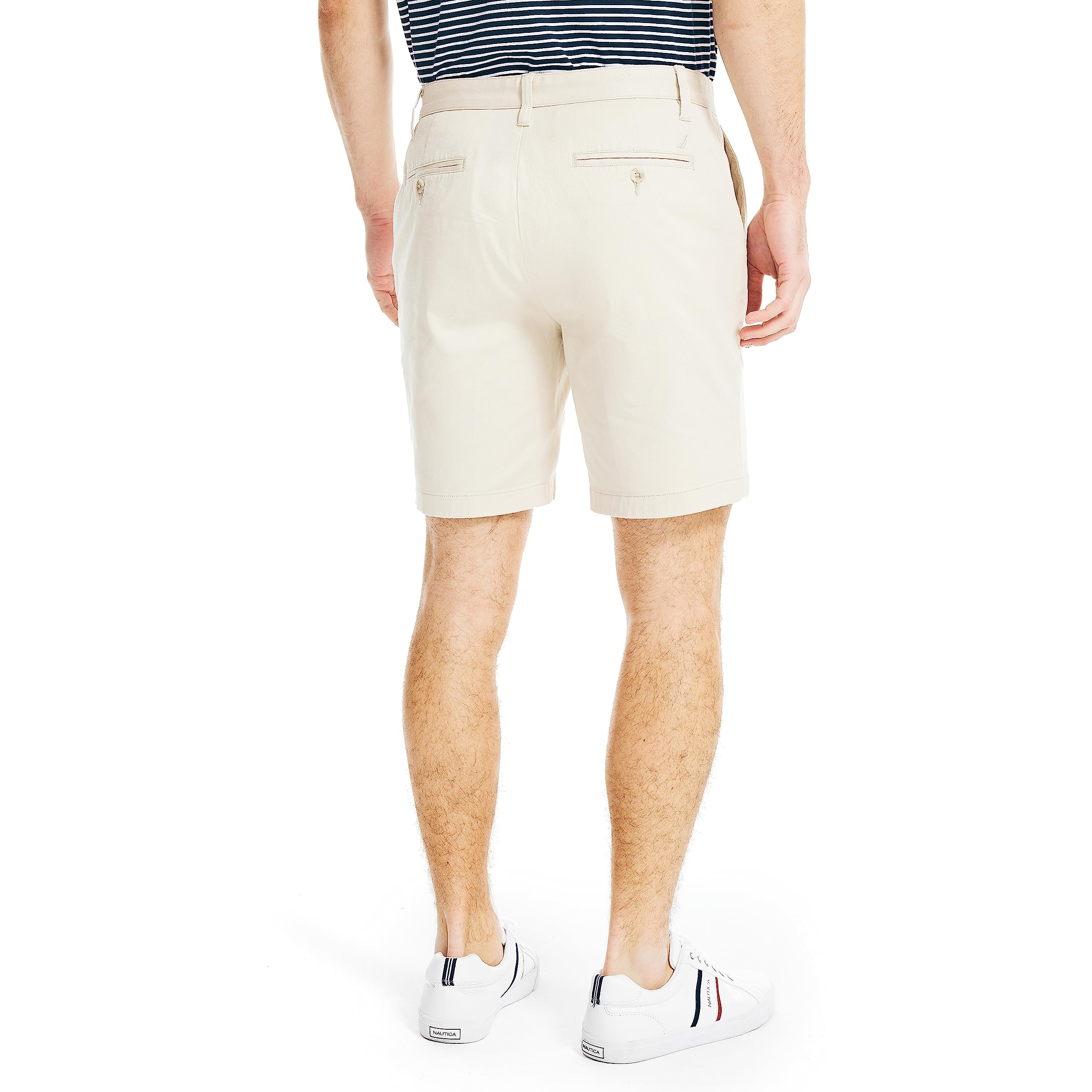 Nautica Men's Classic Fit Stretch Chino Shorts - 8.5" Inseam, Flat Front, Solid Color