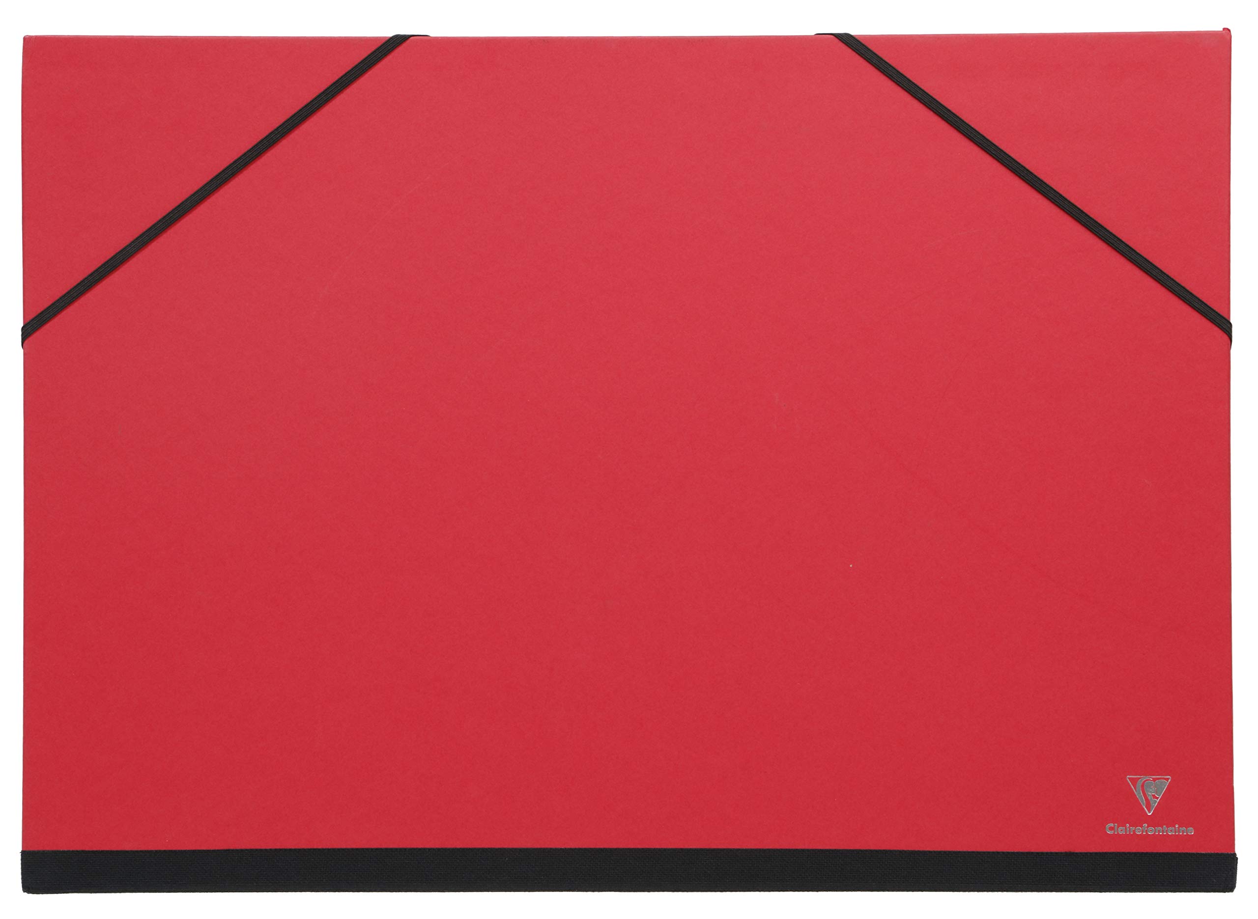 Clairefontaine - Ref 144705C - Art Folder with Elastic Straps Closure - Red Colour - Customisable Vellum Card Surface, Suitable for A3+ Sized Documents