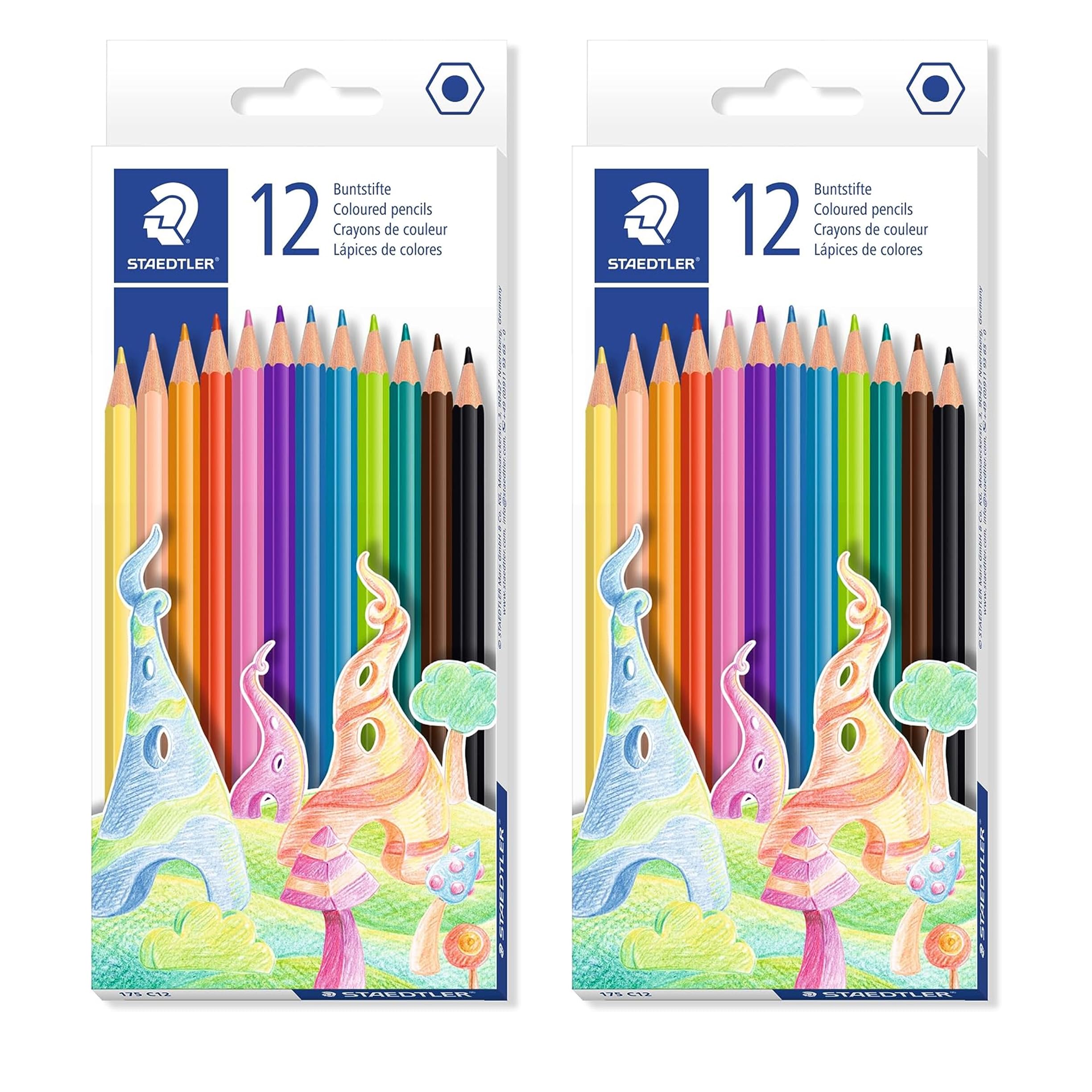 STAEDTLER 175 C12 Wood-Free Coloured Pencils - 24 Pencils - 12 Colours