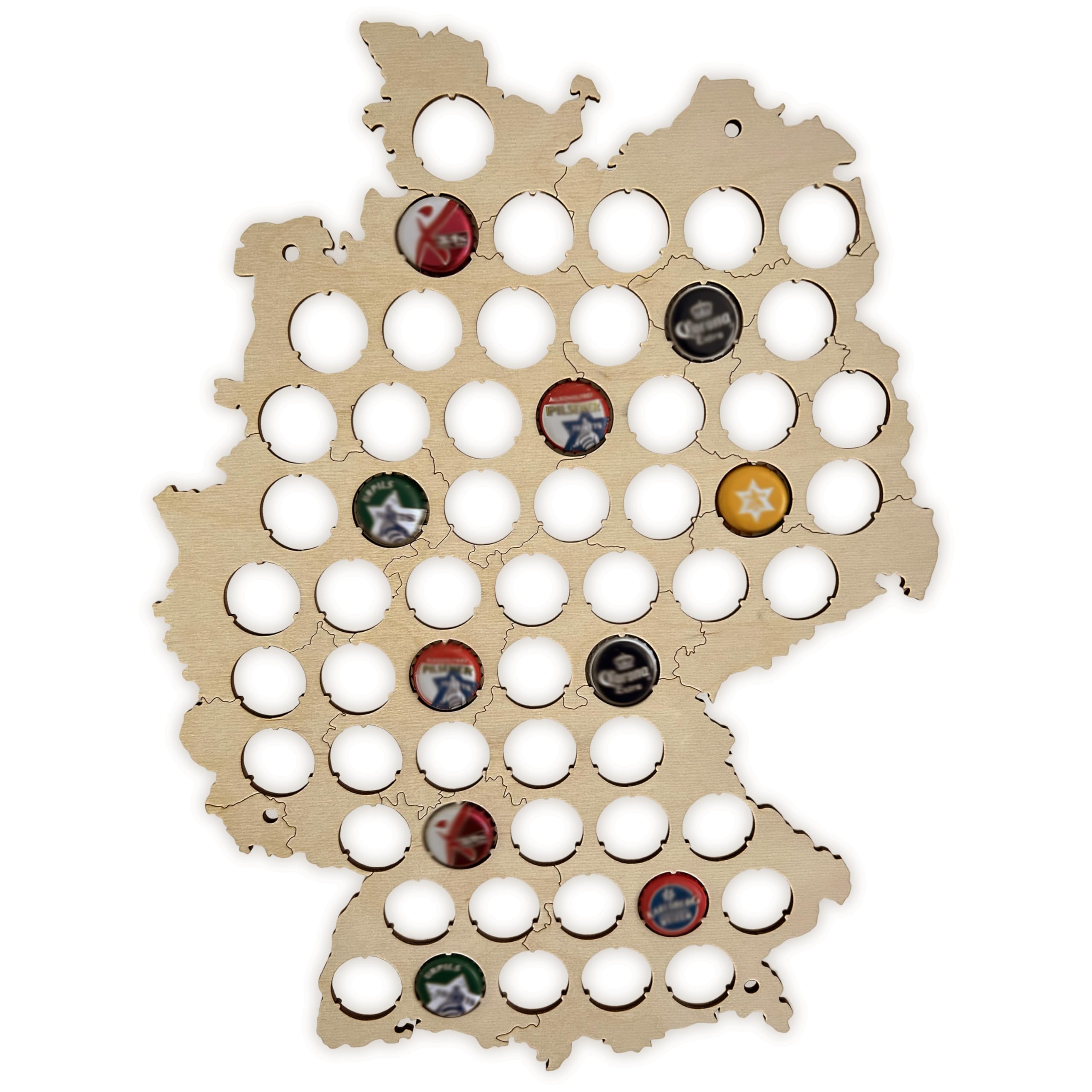 Granatan Germany Bottle Cap Map – Gift Germany Map Design – Beer Map Germany – Beer Gift – Beer Card Made of Wood