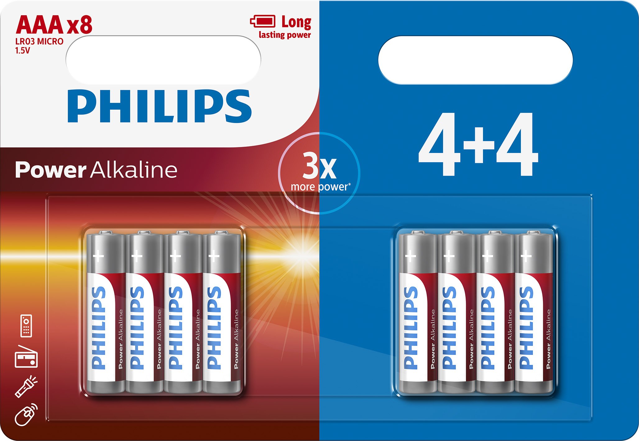 Philips AAA Power Alkaline Batteries 4 + 4 Extra