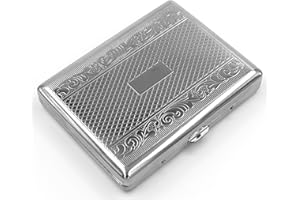 KASEBI Retro Cigarette Case Victorian Style Metal Holder for Regular, King and 100's Size Credit Card Holder Pocket RFID Protective Security Wallet (Lin-L100)