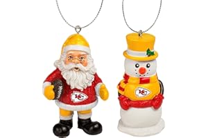 FOCO - NFL Officially Licensed 3.5" St. Nick Santa & Snowman 2 Pack Holiday Xmas Christmas Tree Team Hanging Ornament Set (Ka