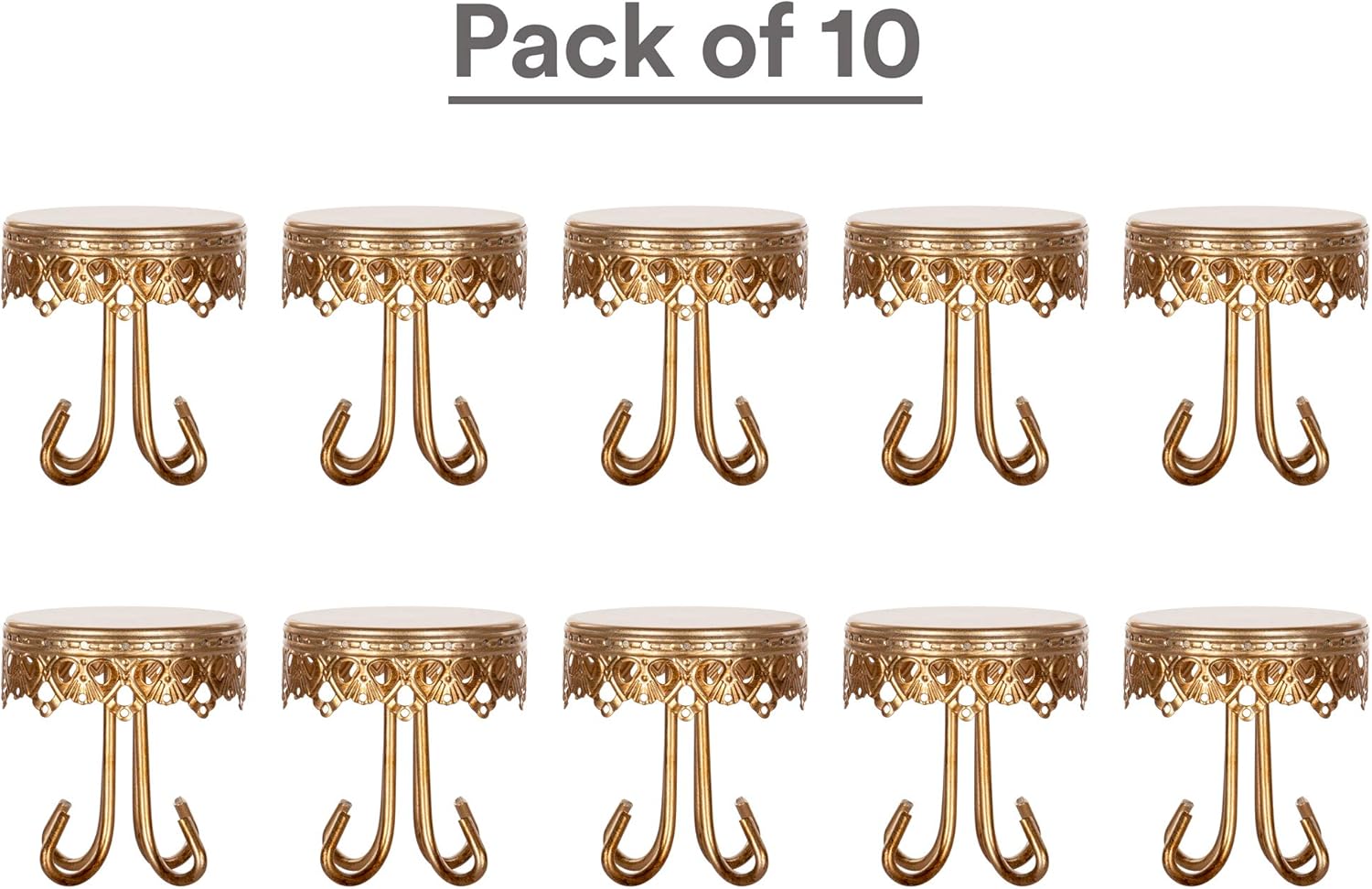 Amalfi Decor Cupcake Stand Set of 10 Pack, Small Pastry Candy Cake Cookie Tower Holder Plate for Wedding Event Birthday Party, Mini Round Metal Pedestal Display Tray, Gold