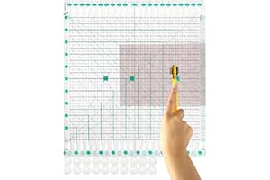KARPOULRA Quilting Ruler for Precise Fabric Cutting 11.5" x 10.5" Quilt Rulers Quilting Sewing Tools Slotted Rulers for Accurate Measurements and Easy Cutting Fabrics Green