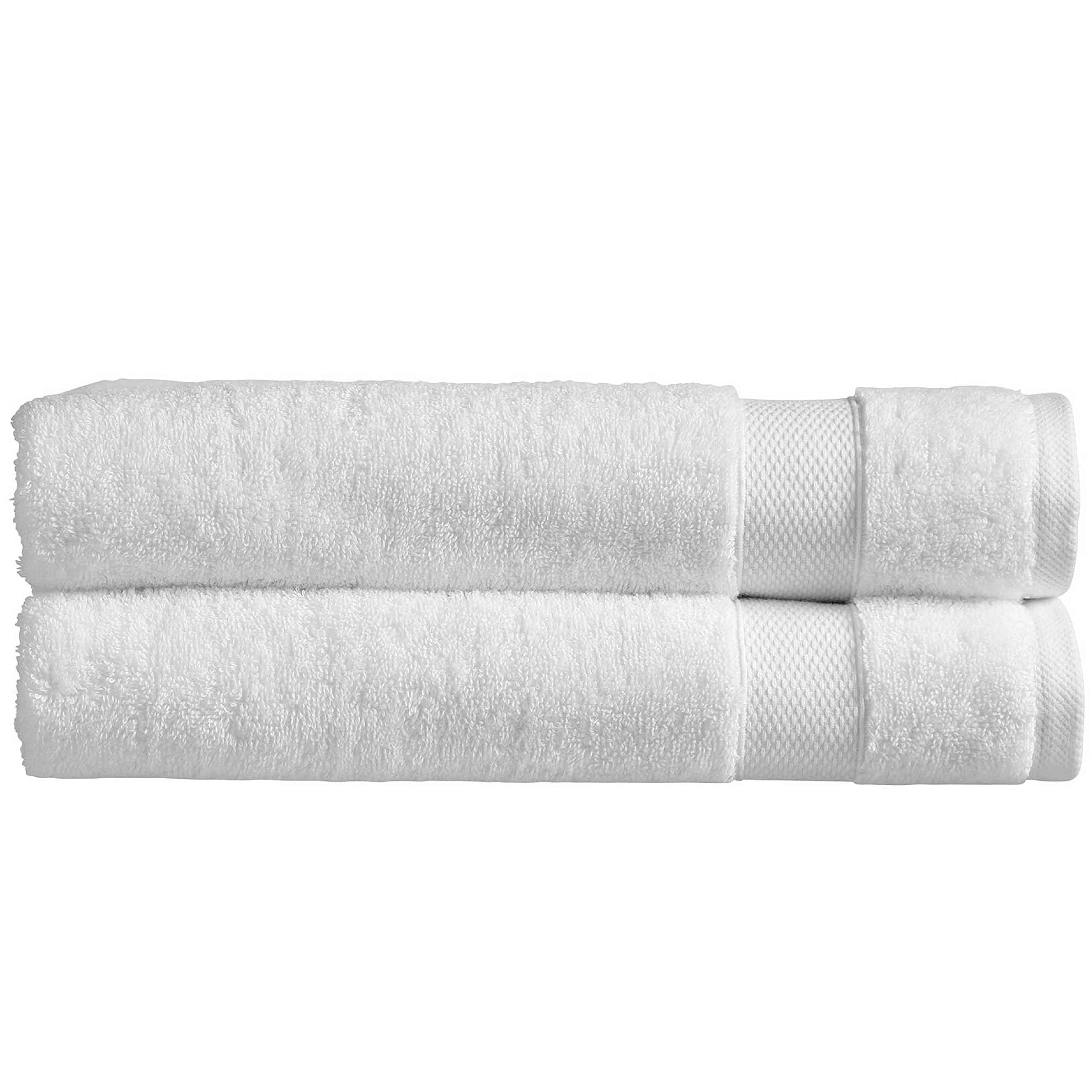 Christy Refresh Bath Towels | Set of 2 | Quick Dry | Gentle Pastel Tones | Soft Plush Large Bathroom Towels | Absorbent Shower Towels | 100% Cotton 550GSM | White