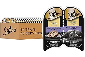 Sheba Perfect Portions Wet Cat Food Cuts in Gray Savory Mixed Grill Entree, 2.6 oz. Twin-Pack Trays (24 Count, 48 Servings)