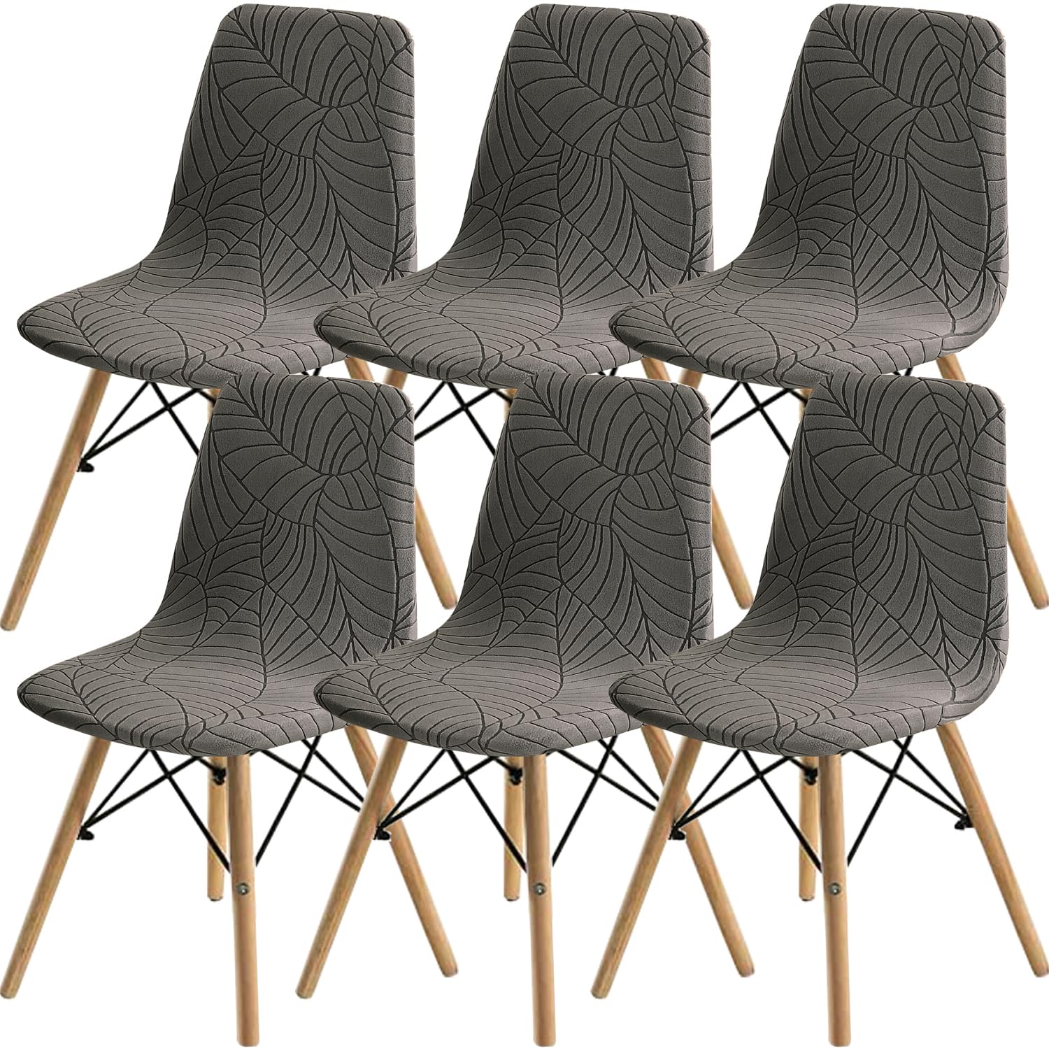 SHENGYIJING Dining Chairs Covers Set of 2/4/6,Style Shell Dining Chair Mid Century Modern Chair Sipcover,Upholstered Dining Accent Side Chair Covers (Taupe1,6 Pieces)