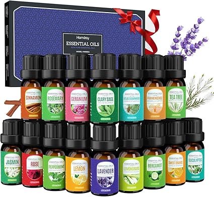 Amazon Com Homasy Essential Oils Gift Set 16pcsx5ml Top 16 Natural Aromatherapy Essential Oil Set Essential Fragrance Oil Set For Diffuser Humidifier Include Lavender Tea Tree Sweet Orange More Health Personal Care