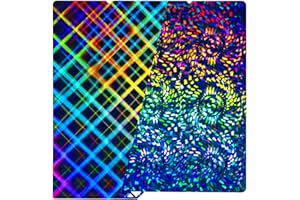 IdeaFormer-3D Smooth PEW PES Build Plate 264x276mm, Rainbow Gear+Plaid Kobra S1 Spring Steel Plate PEW PES Print Bed for Anycubic Kobra S1/Kobra S1 Combo 3D Printer Platform