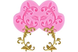 YIHUOMOLDS Baroque Fondant Mold European Relief Scroll Silicone Molds Vine Grass Cake Border Mold for Cake Decoration Cupcake