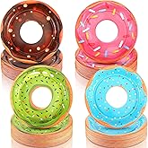 Huwena 100 Pcs Donut Paper Plates 7" Disposable Donut Party Plates Colorful Cute Serving Trays Snack Platter for Theme Birthday Assorted Designs Party Supplies