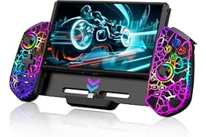 KICKDOT Switch Controller with Hall Joystick and RGB for Nintendo Switch/OLED, Handheld Switch Pro Remote Controller with Turbo/4 Game Slot/Dual Motor, One-Piece Joypad Control for Nintendo Switch Controller