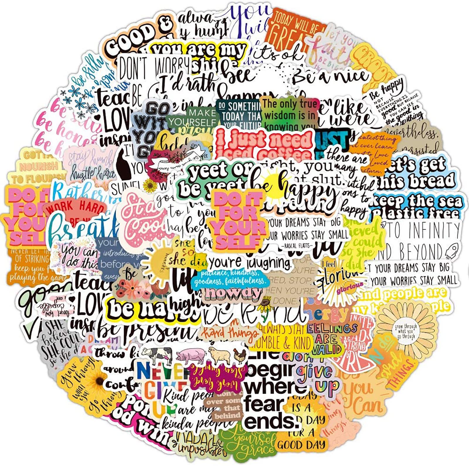 100PCS Inspirational Quotes Stickers, Waterproof Motivational Positive Laptop Stickers for Adults Kids Journal Scrapbooking Notebook Letter