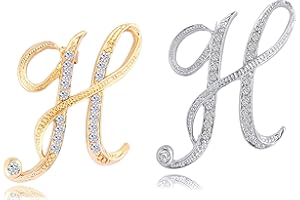 HAFILO 2 pack initial letter brooch pin for women girl 26 letters A-Z fashion brooches collar pins Gold silver