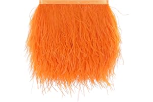 AWAYTR Ostrich Feather Trim Fringe - Satin Ribbon Dress Sewing Crafts Costumes Decoration Pack of 2 Yards (Orange)