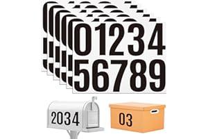 DXMWWTP 6 Sheets Mailbox Numbers Stickers 60 Pieces 4 Inch Waterproof Viny Self Adhesive House Number Decals Anti Fading Number Signs for Signs Cars Home Doors Business Address Number Residence (Black)