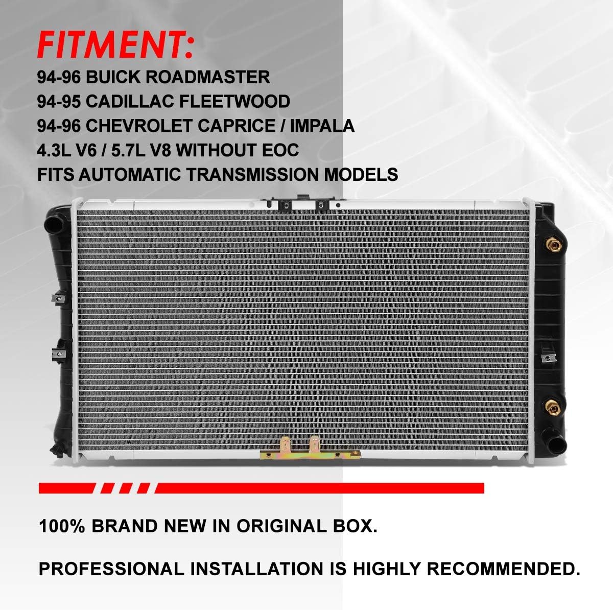 Amazon Com 1516 Oe Style Aluminum Radiator Replacement For Buick Roadmaster Caprice Impala Fleetwood 4 3l 5 7l At W O Eoc 94 96 Automotive