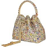 HUANG ZHUANG Colorful Crystal Soft Purse Sparkly Rhinestone Handbag Women Clutch Bling Party Crossbody Bag for Prom Cocktail