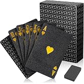 PHENOHERE Premium Black Waterproof Playing Cards, 1 Deck of Cards, Durable Plastic Poker Deck, HD Texture, Washable Matte Black Cards for Game Night