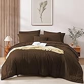 Monbix Queen Comforter Set - 7 Pieces Chocolate Brown Bed in a Bag Queen Size Bedding Sets with Comforters, All Seasons Comforter with Sheets, Pillowcases & Shams