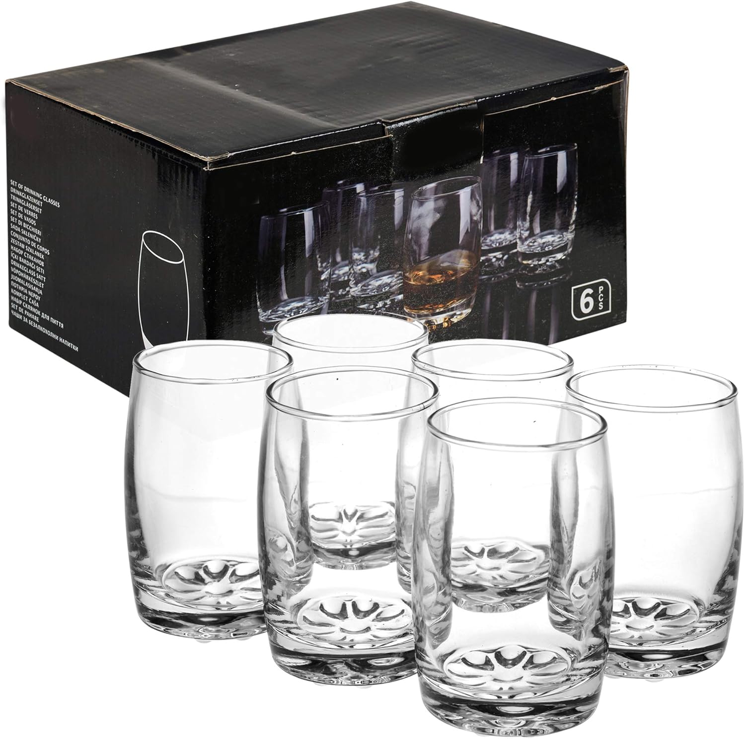 Succo Di Frutta Whisky E Cocktail Set Di 6 Bicchieri Da 250 Ml Con Base Spessa Per Acqua Stoviglie Casa E Cucina