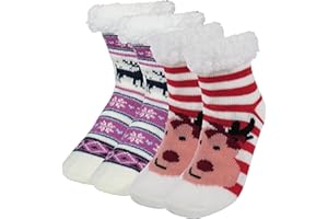 BenSorts Kids Slipper Socks Girls Boys Warm Fuzzy Fleece Children Cute Christmas Socks Non-Slip Gift Stocking Stuffers
