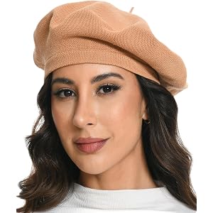 Namlakir Women Summer Cotton Beret, French Style Knitted Thin Beret Hat