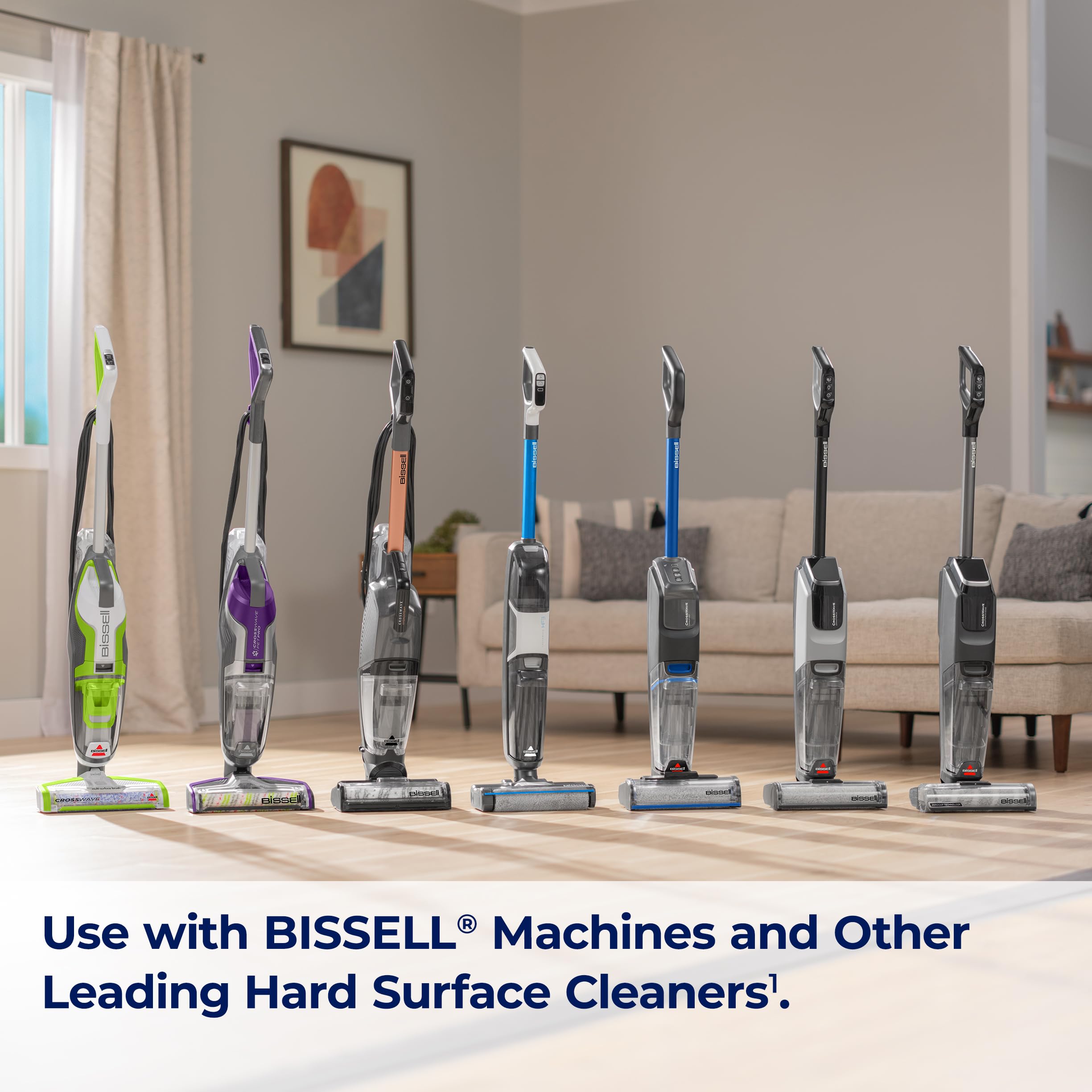 Bissell CrossWave & SpinWave Wood Floor Cleaning Formula, 32 oz, Dissolves Dirt, Grime, and Sticky Messes, Safe on Sealed Floors, Pair with CrossWave, SpinWave, & Other Hard Surface Cleaners, Lemon