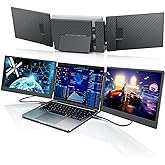 Laptop Screen Extender, 14'' Triple Portable Monitor for Laptops Plug and Play, 1080P FHD IPS Laptop Monitor Extender for 13''-16.5'' Laptops Compatible with Windows, Chrome