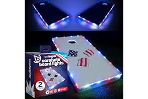 Brightz TossBrightz LED Cornhole Lights for Board and Hole - Includes Lights for 2 Boards - Lights Up Cornhole Board Edge and Hole - Keep The Game Going After Dark