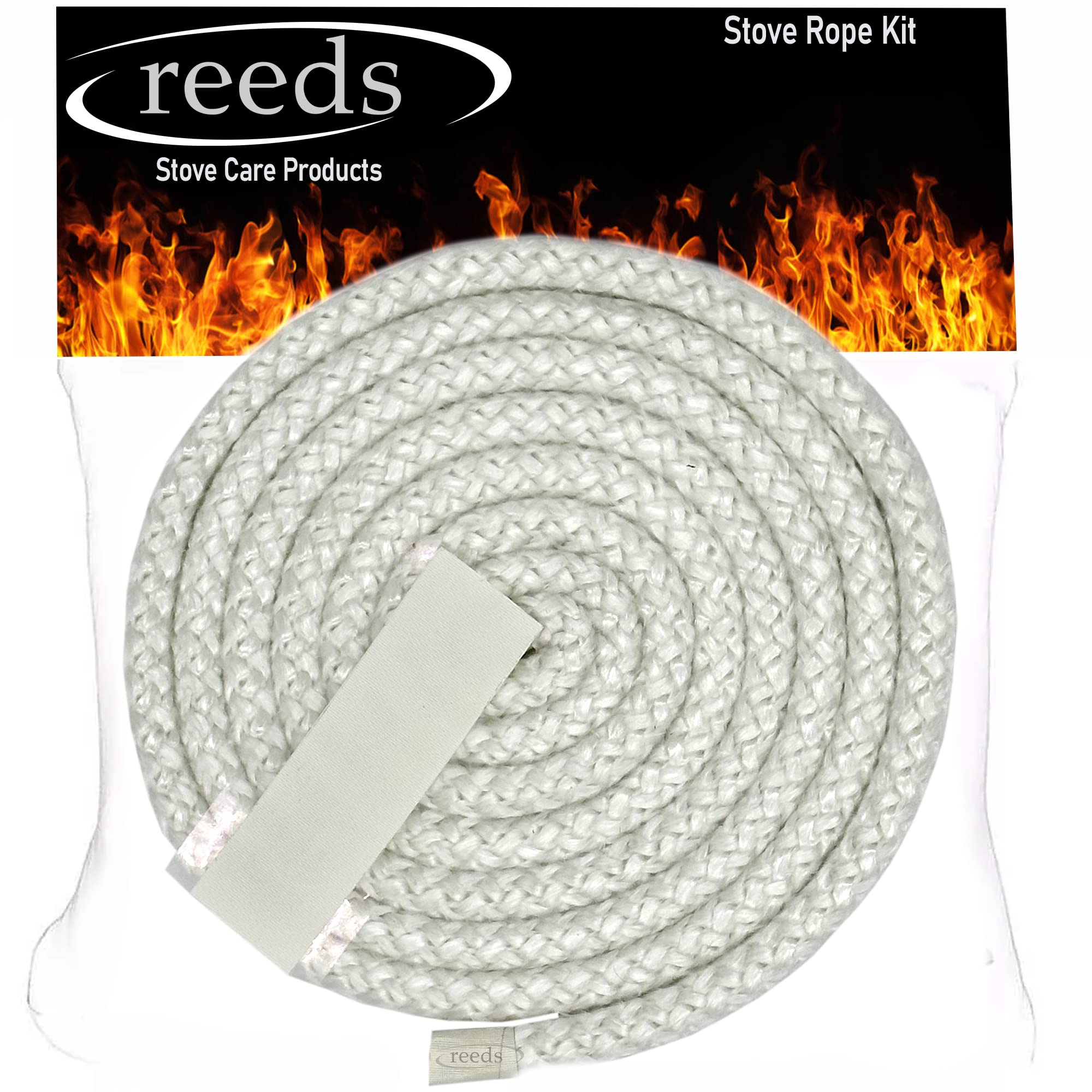 FLUE2U 12mm x 2 Metre Stove Fire Glass Fiber Rope (Medium Density) 2 Metre Woodburner Burner Door Seal White Reeds