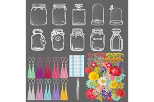 103PCS Bookmark Making Kit, Kaluofan DIY Bookmark Transparent Dried Flower Bookmarks Kit with Abundant Bottle Bookmarks Dried