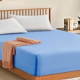 My home store 100% Egyptian Cotton Fitted Sheet 300TC King Light Blue view 1