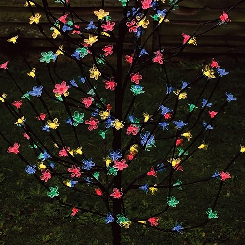 4Ft Solar Powered Cherry Blossom Tree With 128 L.E.D White Lights for