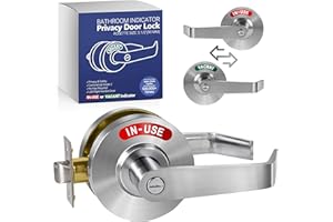 HAWAMINENT Commercial Grade Privacy Indicator Lever Lock - Satin Chrome Occupied Door Lock, Bathroom Door Handle in-Used or Vacant, Bathroom Lock for Public Restrooms Including Office, Hospitals, Gym, Warehouse