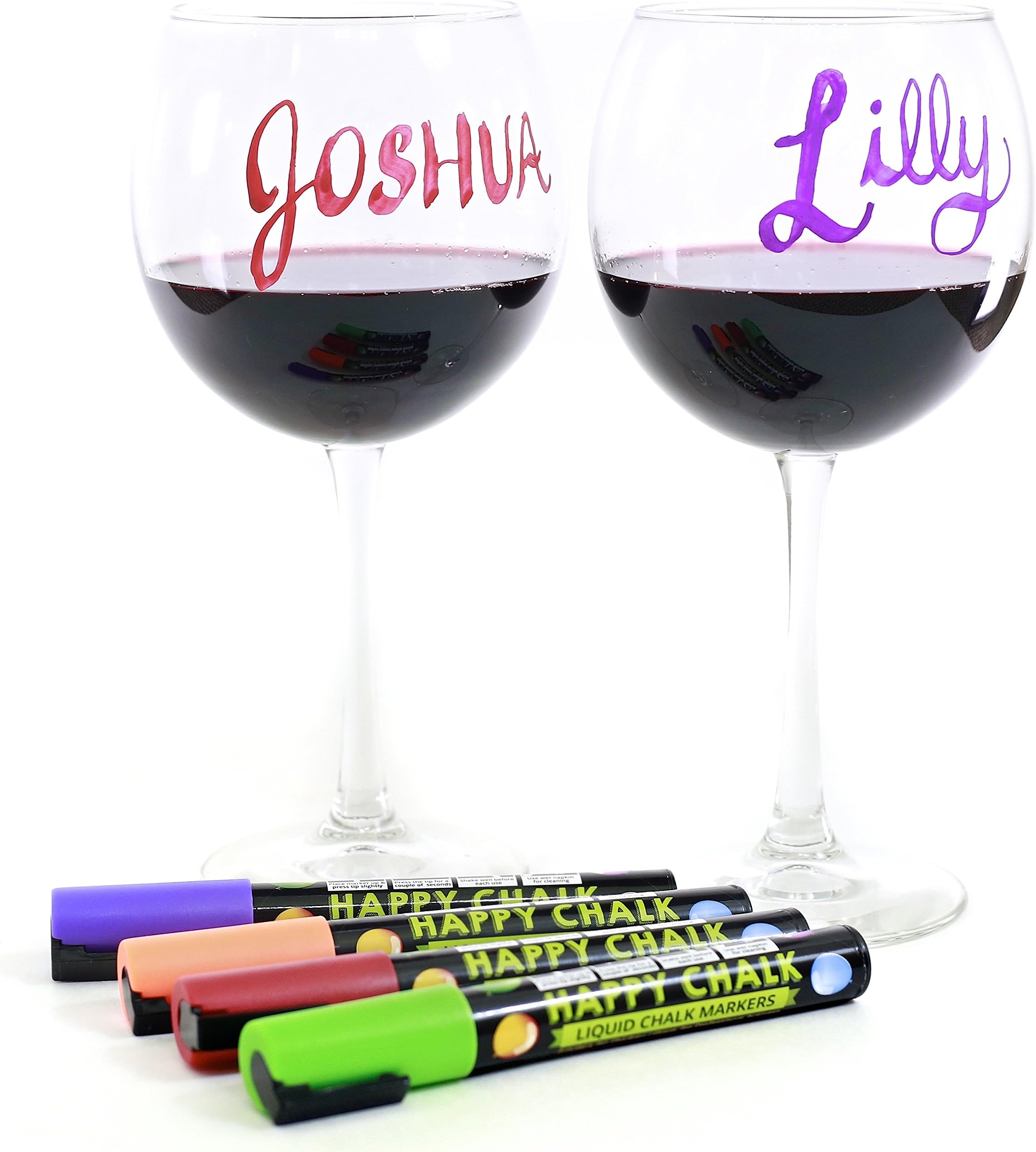 Happy Playful Glass Markers Premium Quality - 10 Bright Neon Colors. Best Used for Christmas Party Decorations. Used With or As Alternative to Wine Glass Charms. Everything Must Go!!!