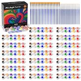 Nicpro 20 Pack Mini Acrylic Paint Set,12 Colors Acrylic Paints Strips for Kids&Adults Craft Paint,280 PCS Kids Painting Kit Container Strips Storage, Perfect for Home Birthday Classroom Party Favors