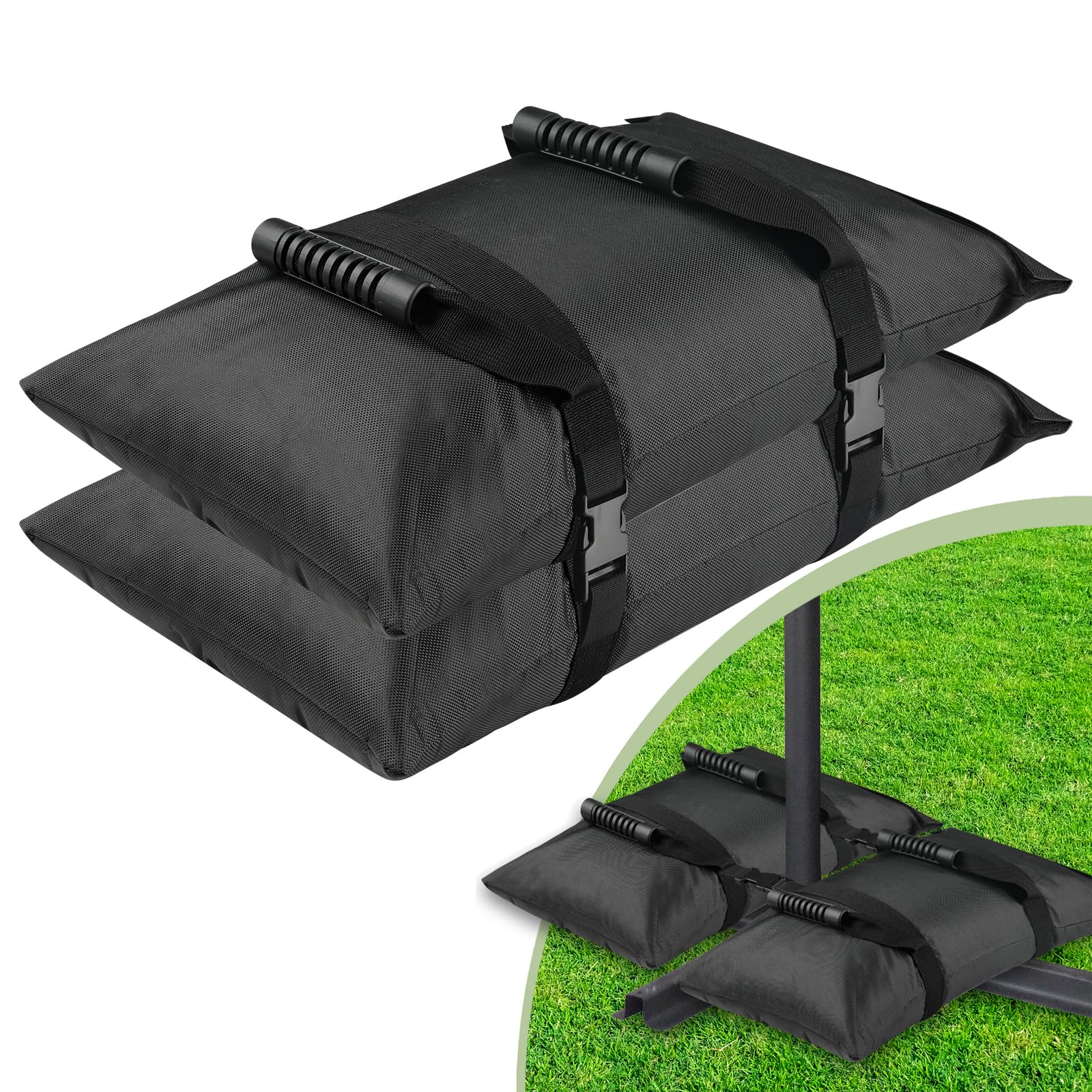 Photo 1 of Esmorah Umbrella Base Weights Sand Bags, 2 Pack 45lbs Fillable Weight Bags to Hold Things Down, Black Weighted Base Sandbags for Outdoor Furniture Patio Cantilever Umbrellas Stand (Without Sand)