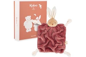 Kaloo - Rabbit Comforter 24 cm - Burgundy - Ultra-Soft Flat Baby Comforter - Extra Soft Flannel Fur - Bows with Dummy Clip Fu