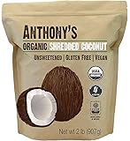 Organic Shredded Coconut (Unsweetened) 2 Pounds by Anthony's, Batch Tested Gluten-Free, (2lb)