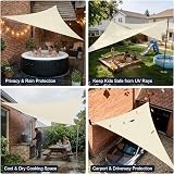 HEYOMART Sun Shade Sail 5x5x5mm Triangle Cream White 98% UV Block view 6