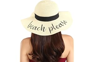 BROOK + BAY Foldable Beach Hats for Women-Floppy Sun Hats for Women,Roll up Straw Hats for Women,Summer Vacation Hats&Beach Wide Brim Hat