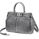 Dasein Trendy Denim Crossbody Bag Lightweight Satchel Shoulder Purse Handbag for Women w/Turn-Lock/Long Strap/Top Handle