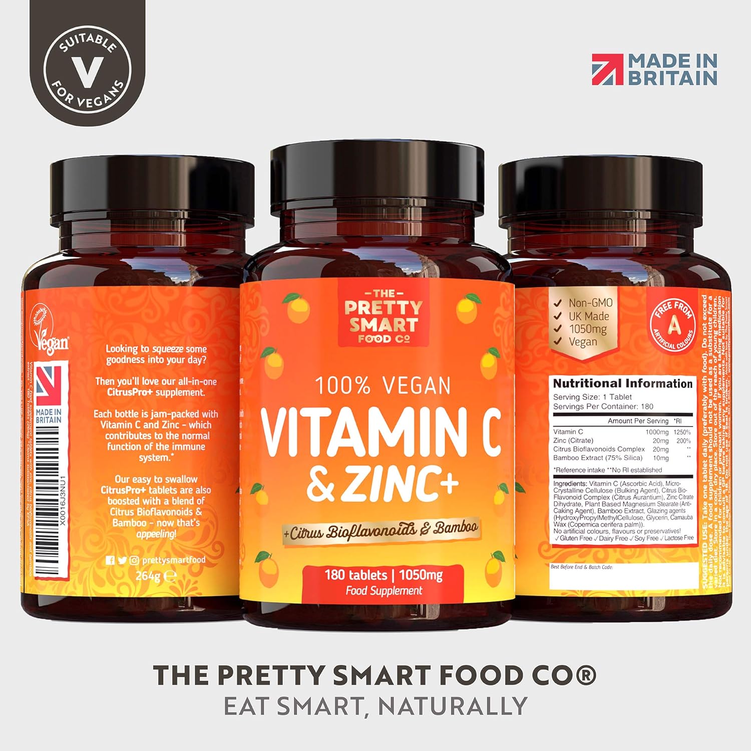 Powerful Vitamin C and Zinc Tablets, Vitamin C 1000mg with Zinc, 6 Month's Supply, Boosted with Citrus Bioflavonoids & Bamboo - Image 3