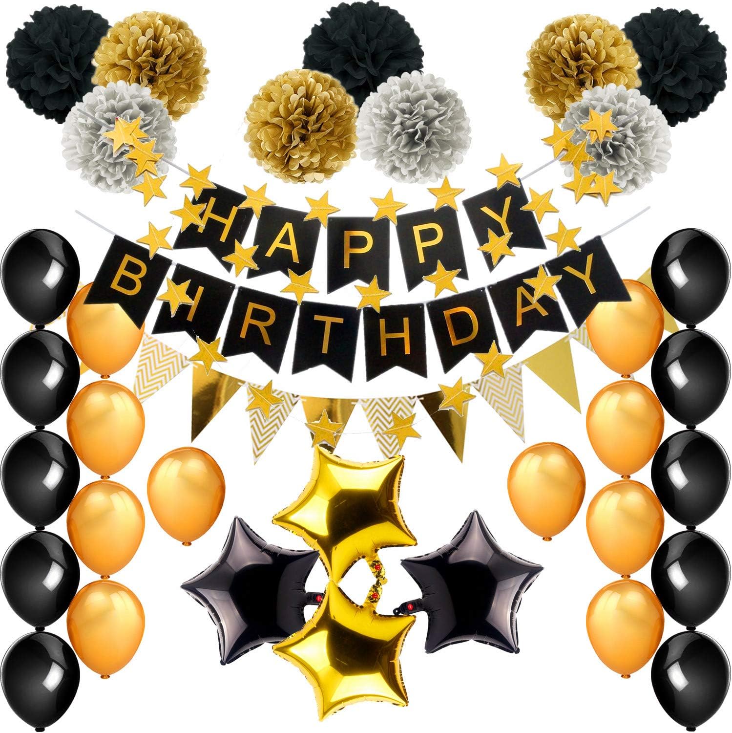 Amazon Com Birthday Decorations Black And Gold Theme Birthday