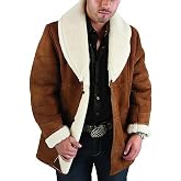 LayerXDesigns Men&rsquo;s Shearling Brown Suede Leather Marlboro Jacket &ndash; Sheepskin Faux Fur Sherpa Winter Trench Coat